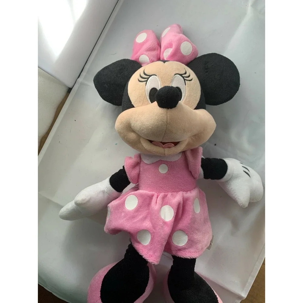 Disney Minnie Mouse Plush Pink Polka Dot Dress Stuffed Animal Just Play 15 inch